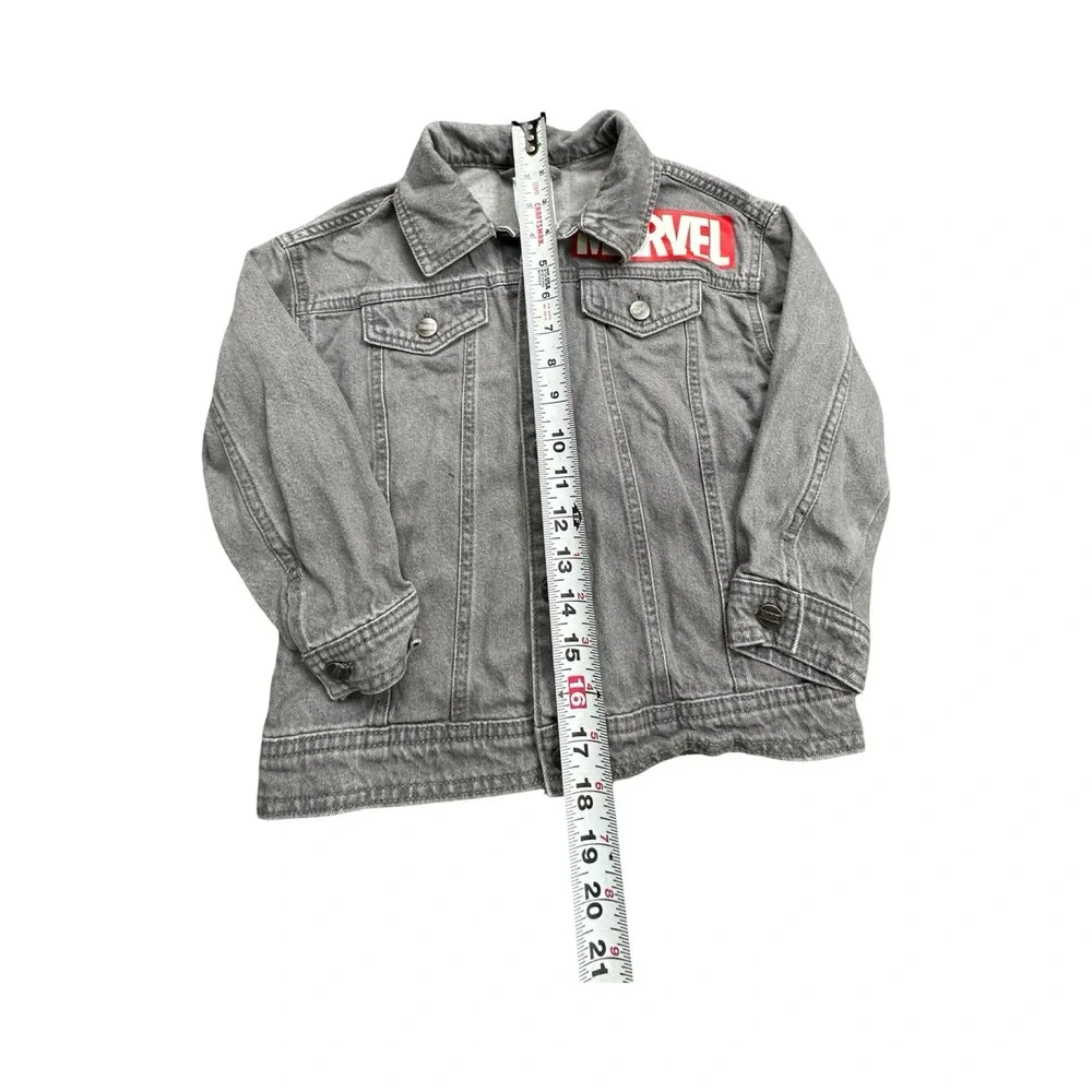 Marvel Denim Jacket Kids 6 Gray Avengers Graphic Comic Book Trucker SP247657CM